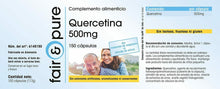 Carica l'immagine nel visualizzatore di Gallery, Quercetina 500 mg - Vegan - Alto dosaggio - 150 Capsule