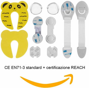 Kit completo di sicurezza per bambini, Chiusure cassetti, Paraspigoli, Tappi