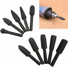 Carica l'immagine nel visualizzatore di Gallery, 10 x Raspe rotative per fresa il legno, Attacco da 6 mm, Punte per trapano Nero