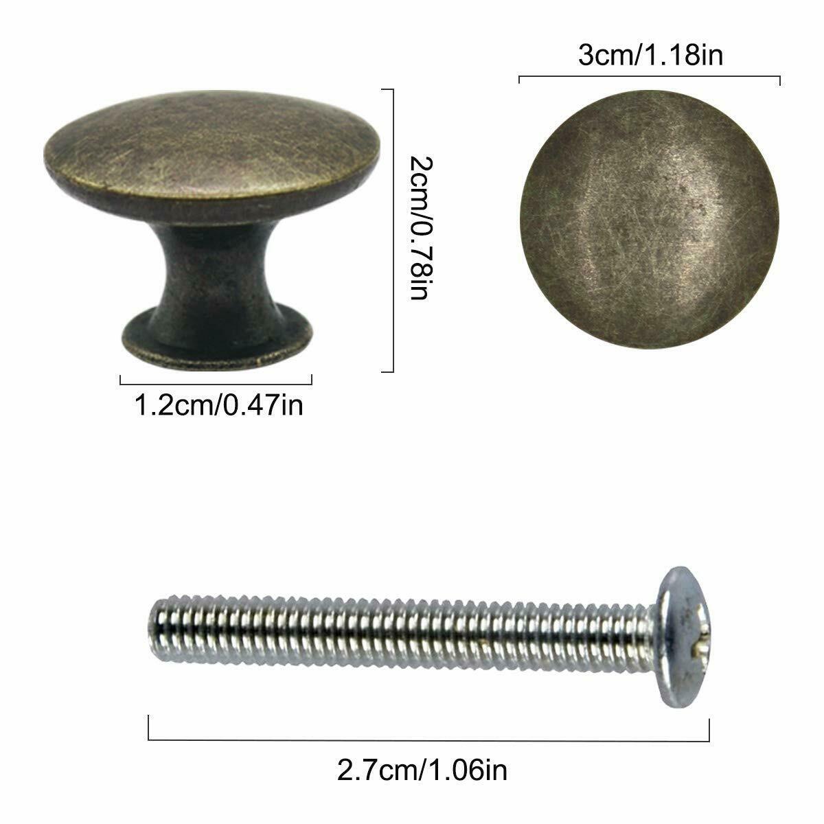 10 Pomelli Per Mobili Neri - Rotondi, Con Viti, Per Cassetti E Armadi