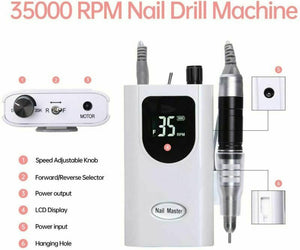 Delanie Fresa per Unghie Professionale, Portatile e Ricaricabile 35000 Bianco