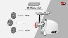 Carica l&#39;immagine nel visualizzatore di Gallery, Tritacarne elettrico RGV Professionale con 3 trafile per Passapomodoro Grattugia