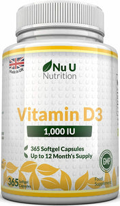 Vitamina D3 1000UI 365 Capsule Softgel Integratore di vitamina d3 Nu U Nutrition