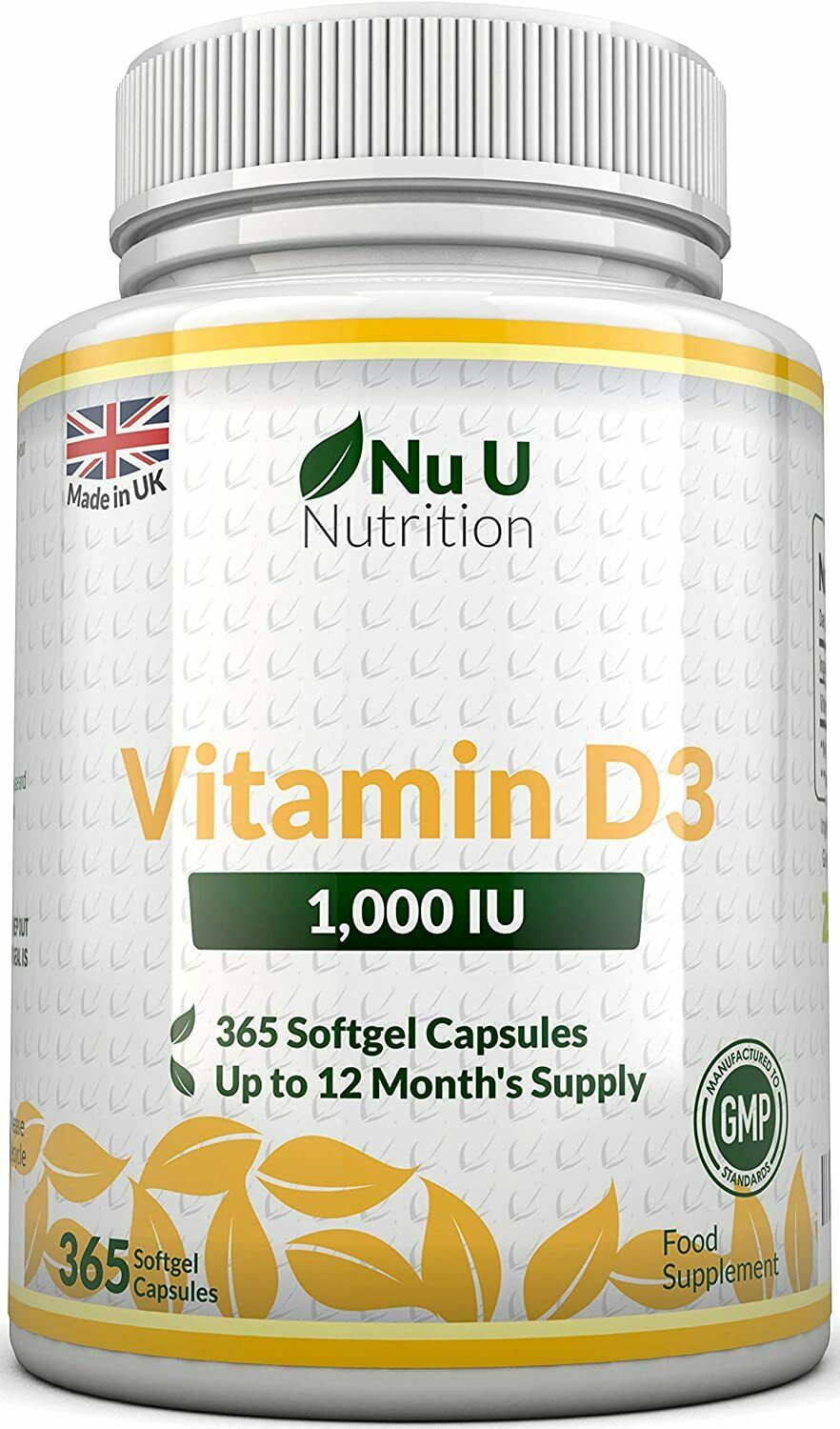 Vitamina D3 1000UI 365 Capsule Softgel Integratore di vitamina d3 Nu U Nutrition