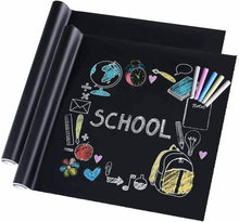 Carica l'immagine nel visualizzatore di Gallery, 2 x Lavagna Adesiva Rimovibile in PVC Nero 44 X 210cm + 5 Gessetti