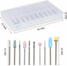 Carica l&#39;immagine nel visualizzatore di Gallery, GeekerChip Punte Fresa Unghie[10 Pcs],Spazzola per Polveri la c.10 in 1