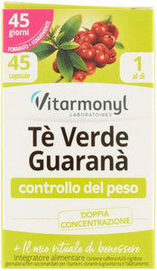 45 x Capsule di integratore di Tè verde e Guaranà, Vitarmonyl Controllo del peso