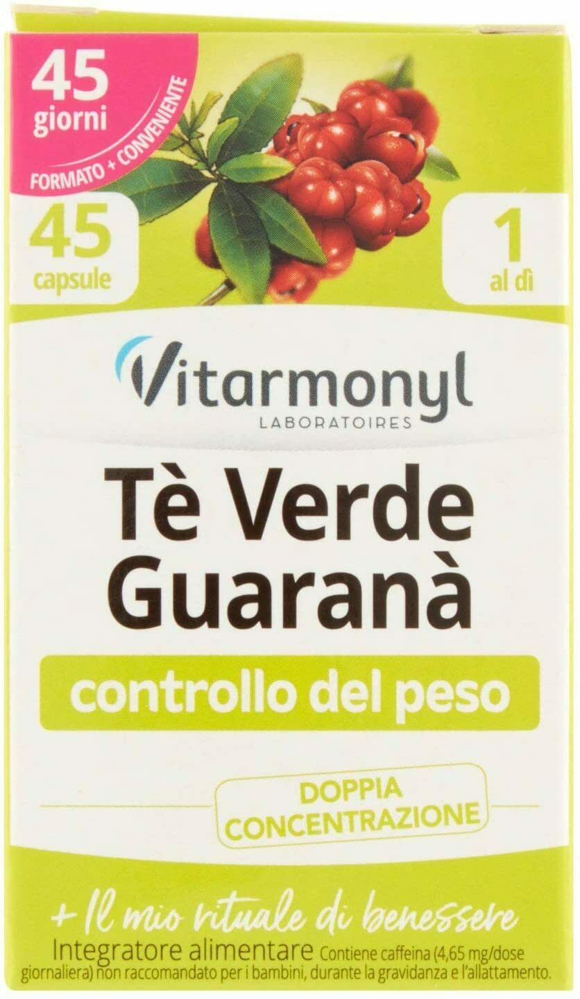 45 x Capsule di integratore di Tè verde e Guaranà, Vitarmonyl Controllo del peso
