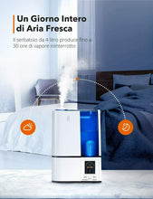Carica l'immagine nel visualizzatore di Gallery, Umidificatore ad ultrasuoni per ambienti, 14 ore di durata, Capacità 4 L, Bianco