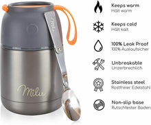 Carica l&#39;immagine nel visualizzatore di Gallery, Scaldavivande elettrico Thermos per cibo, Capacità 450 ml, Grigio, 16 cm