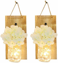 Carica l'immagine nel visualizzatore di Gallery, Cozyhoma - Set di 2 lampade da parete in stile rustico, con ortensie Beige