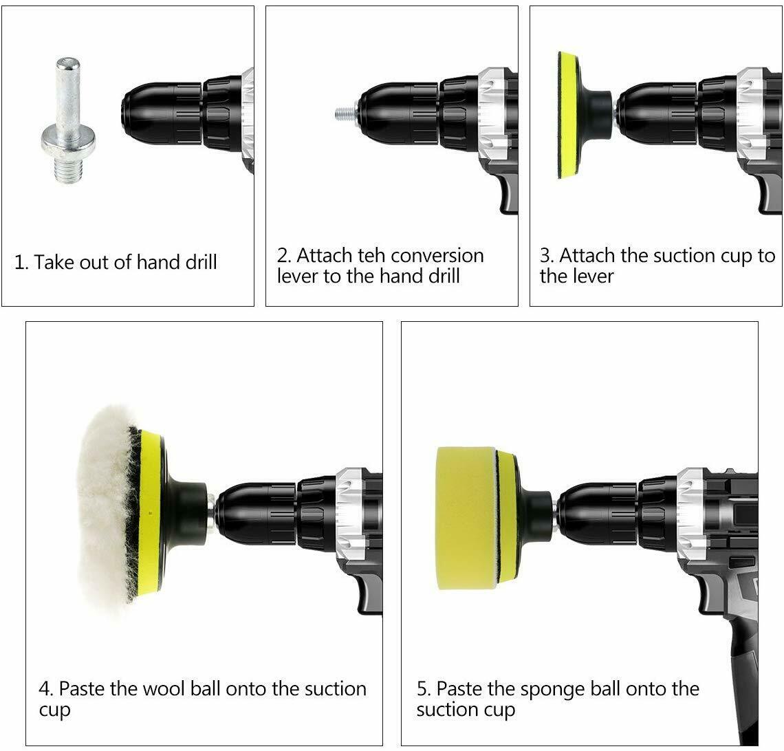 Kit Lucidatura Auto 7 Pezzi Con Tamponi 125 Mm - Per Auto, Motori E Superfici Dettaglio - Foto 1