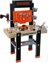 Carica l'immagine nel visualizzatore di Gallery, Tavolo da lavoro da gioco con attrezzi Smoby Black+Decker Bricolo, 91 accessori