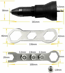Kit adattatore rivetto per trapano elettrico, con dado, Blu