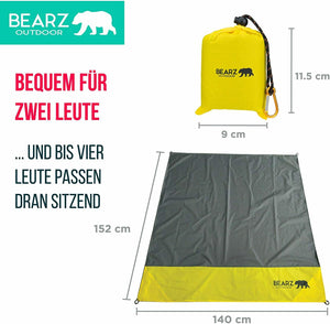 BEARZ Outdoor Coperta da Picnic Impermeabile, Telo PIC Nic Giallo Brillante