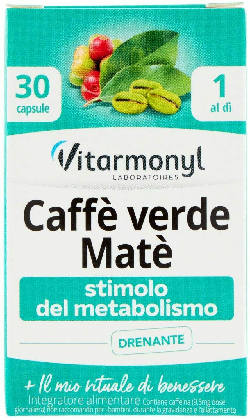 30 x Capsule integratore di Caffè Verde Matè, Vitarmonyl Stimolo del Metabolismo
