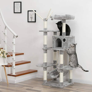 FEANDREA Tiragraffi, Albero per Gatti, con Amaca, Grigio Chiaro chiaro