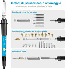 Carica l'immagine nel visualizzatore di Gallery, Kit completo per pirografia e saldatura a stagno da 60 W, 39 pezzi accessori