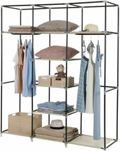 Carica l'immagine nel visualizzatore di Gallery, Armadio Guardaroba Appendiabiti In Acciaio e Tessuto 175 x 150 x 45cm, Beige