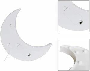 DAXGD Luci notturne a 8 LED, a forma di luna, Telecomando a pile Bianca
