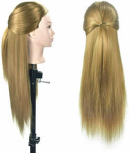 Carica l&#39;immagine nel visualizzatore di Gallery, Testa di manichino per parrucchiere, con capelli in fibra sintetica lunghi...