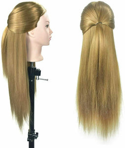 Testa di manichino per parrucchiere, con capelli in fibra sintetica lunghi...