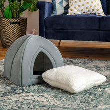 Carica l&#39;immagine nel visualizzatore di Gallery, Bedsure Cuccia Gatto Chiusa Interno - Nicchia per Gatti Morbido 2+1 Grigio