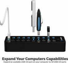 Carica l'immagine nel visualizzatore di Gallery, Sabrent Hub USB 3.0 10 Porte 60W con Singoli Interruttori di 10 Port