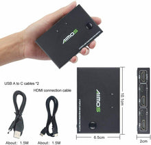 Carica l&#39;immagine nel visualizzatore di Gallery, AIMOS Switch HDMI KVM 2 Porte USB Commutatore Supporto 4K @ 30Hz, Tasto di...