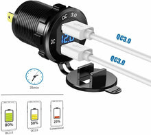 Carica l'immagine nel visualizzatore di Gallery, Presa USB doppia in Alluminio per auto, Sistema Quick charge 2.0 36 V 3A, 12/24V