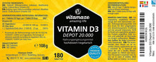 Carica l&#39;immagine nel visualizzatore di Gallery, VISPURA Vitamina D3 20000UI Alto Dosaggio 180 Compresse Pura Vitamina D3