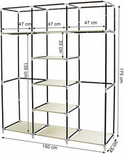 Carica l'immagine nel visualizzatore di Gallery, Armadio Guardaroba Appendiabiti In Acciaio e Tessuto 175 x 150 x 45cm, Beige
