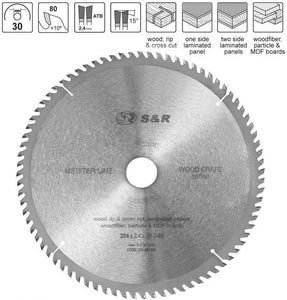S&R Lama per Sega Circolare 254. Disco Taglio 254 x 30 x 2,4mm 80 Denti
