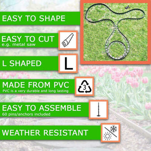 Bordura per aiuole Verde | Chrispol System | lunghezza 10 10 metri,