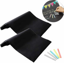 Carica l'immagine nel visualizzatore di Gallery, 2 x Lavagna Adesiva Rimovibile in PVC Nero 44 X 210cm + 5 Gessetti