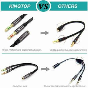 Sdoppiatore per cuffie e microfono, Adattatore splitter attacco jack 3.5 mm 3pin