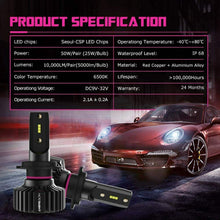 Carica l'immagine nel visualizzatore di Gallery, Lampadine LED con attacco H7 per auto, Potenza 50 W 10000 lm, Luce fredda 6000K