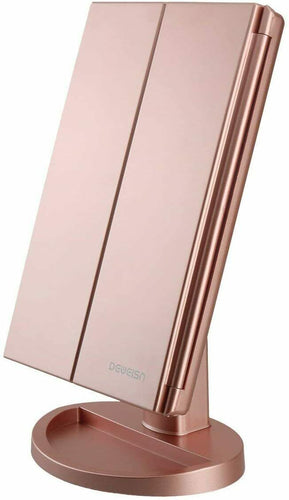 deweisn Specchio Trucco con 21 LEDs, di Vanity Trifold Oro Rosa