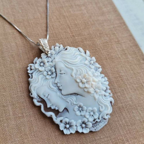 GUSCIO ITALIANO ORIGINALE Cameo Collana, fatti a mano in Italia, argento sterling 925- mostra il titolo originale