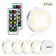 Carica l'immagine nel visualizzatore di Gallery, Luce Armadio LED, Cadrim 6 Luci Notturne a LED Senza Fili,con 2 Telecomandi,...