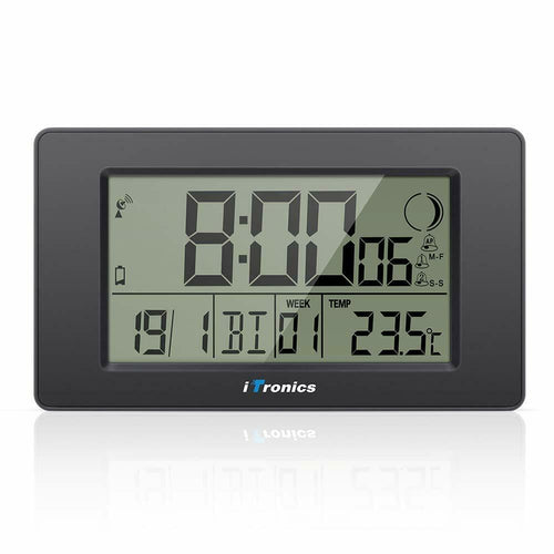 iTronics Orologio Radio da Parete Digitale Indicatore Temperatura Sveglia Nero