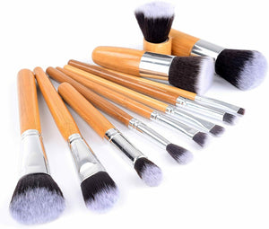 Pennelli Make up in Bambù - 12 pennelli trucco naturali - Set di pennelli...