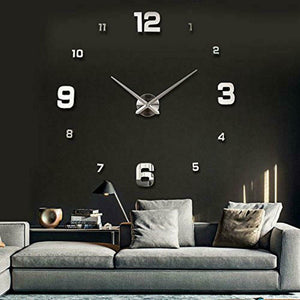 UBAYMAX Orologio da Parete Adesivo,3D Mirror Modern Wall Clock,DIY Argento