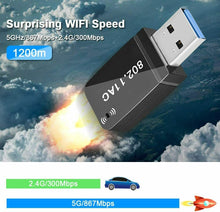 Carica l'immagine nel visualizzatore di Gallery, Adattatore USB 3.0 WiFi dual band AC 1200Mbps, Mini chiavetta connessione PC Mac
