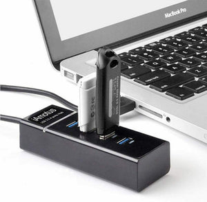 Hub con 4 porte USB 3.0 super speed 5 GBps, Attacco USB e USB C, Lettore dati