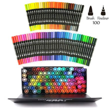 Carica l&#39;immagine nel visualizzatore di Gallery, Houhuhu - Pennarelli a punta doppia, 100 colori, per bambini, Multicolore
