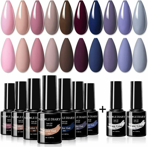 NICOLE DIARY 12PCS 8ml Smalto Semipermanente Kit 10 Colori per Unghie...
