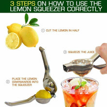 Carica l'immagine nel visualizzatore di Gallery, Spremi limone a pressione manuale in acciaio INOX, Filtro per semi a fori larghi