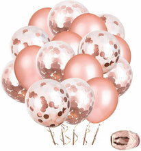 Carica l'immagine nel visualizzatore di Gallery, 50 x Decorazione per compleanno Oro Rosa, Palloncini festone e coriandoli, Festa