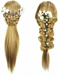 Testa di manichino per parrucchiere, con capelli in fibra sintetica lunghi...